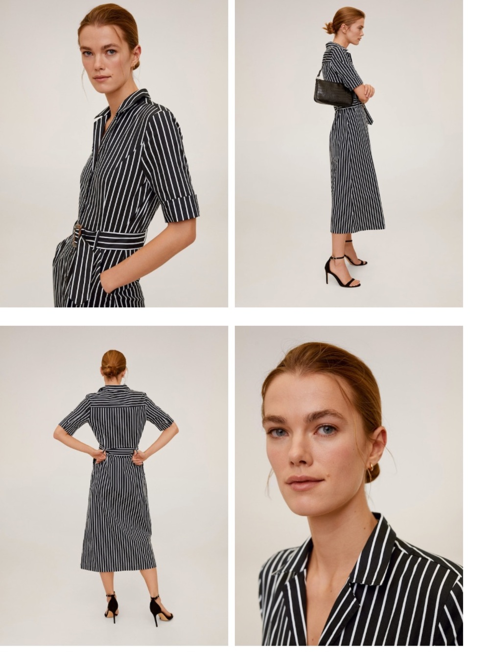 NWT MANGO Striped Shirt Dress Navy/White Size 6
